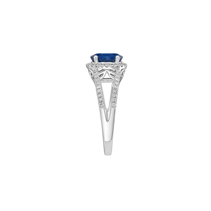 Blue Sapphire &amp; Diamond Split-Shank Band Ring in 14K White Gold &#40;1/3 ct. tw.&#41; – Image 3 of 3