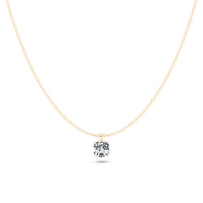 Lab Grown Diamond Cushion-Cut Solitaire Pendant Necklace in 10K Yellow Gold (2 ct. tw.)