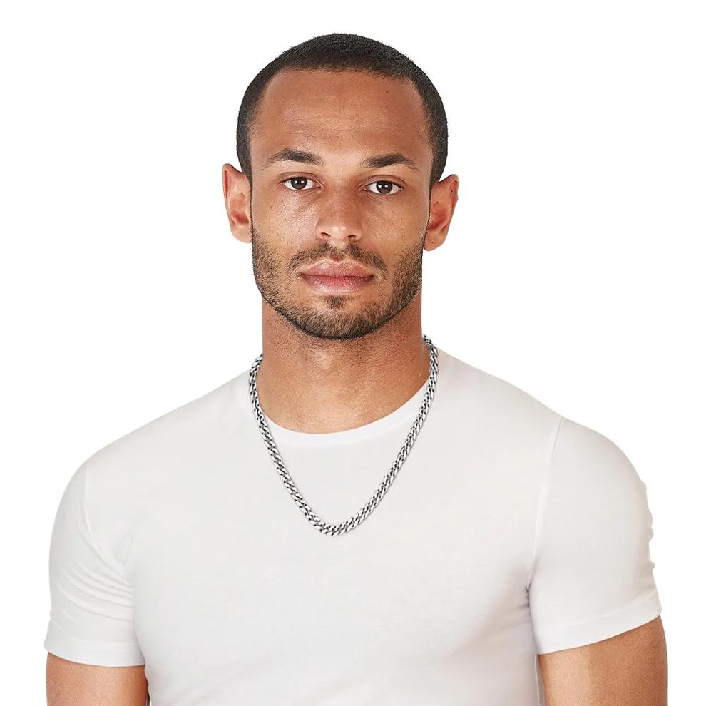 Men's Miami Cuban Link Chain in Sterling Silver, 24" – Image 3 of 3