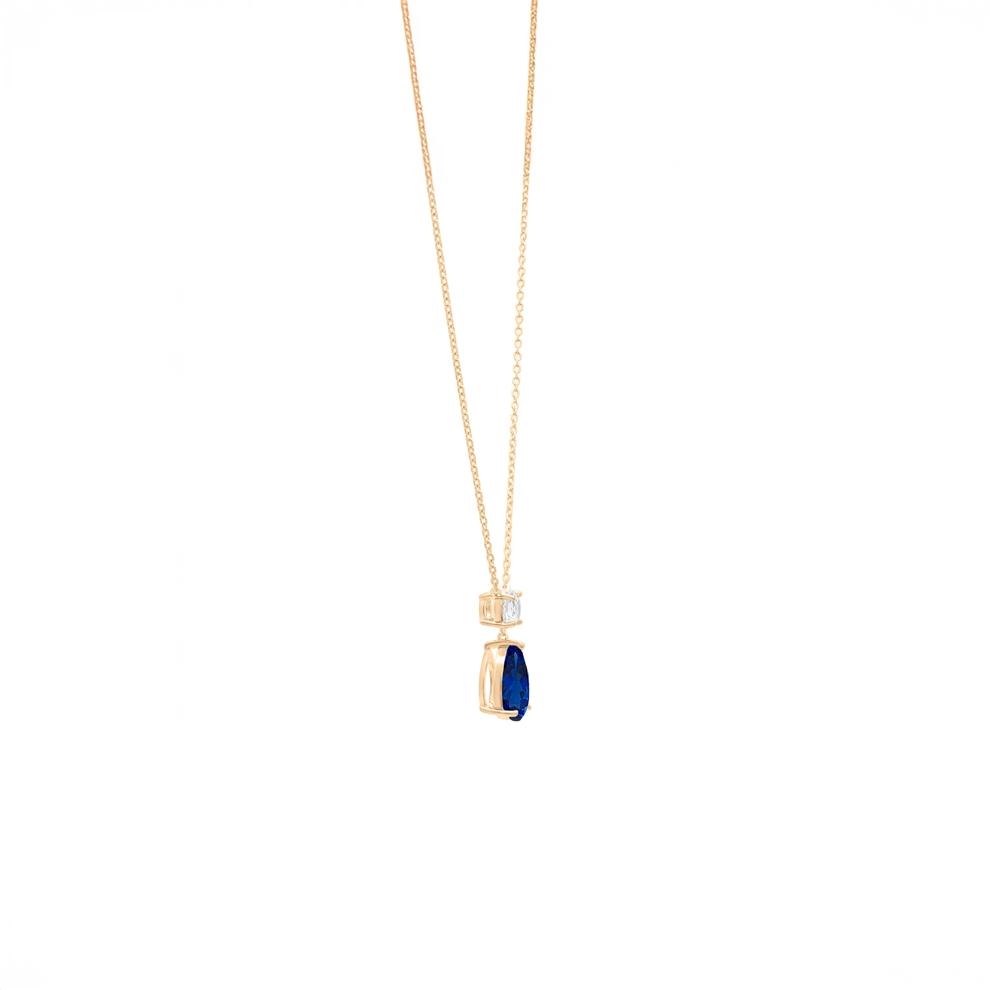 Lab-Created Blue &amp; White Sapphire Pear Drop Pendant in Vermeil – Image 2 of 6