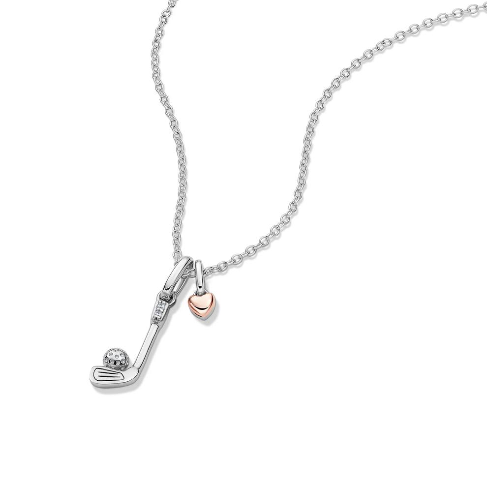Lab Grown Diamond Accent Golf Club Pendant in Sterling Silver &amp; 10K Rose Gold – Image 4 of 5
