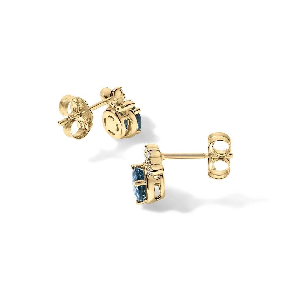 Montana Blue Sapphire &amp; Diamond Accent Stud Earrings in 10K Yellow Gold – Image 2 of 2