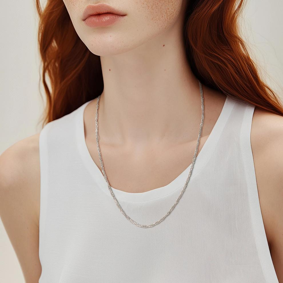 Platinum Singapore Chain, 22" – Image 5 of 5