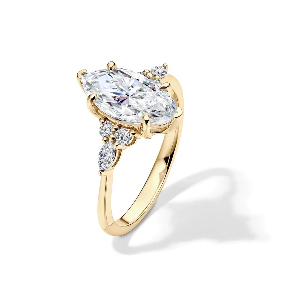 Lab-Created Moissanite Marquise Ring in 10K Yellow Gold (2 1/4 ct. dew) – Image 4 of 4