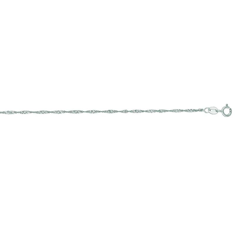 Ankle Bracelet with Singapore Chain in 14K White Gold, 10&rdquo; – Image 2 of 3