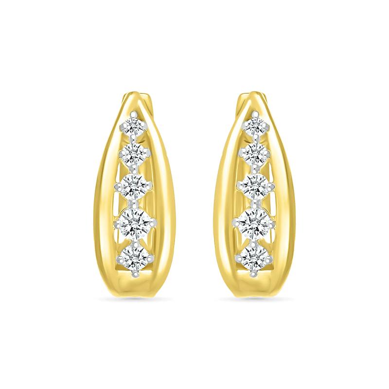 Diamond Graduated Oval Hoop Earrings in 10K Yellow Gold &#40;1/4 ct. tw.&#41; – Image 2 of 3