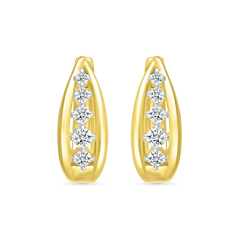 Diamond Graduated Oval Hoop Earrings in 10K Yellow Gold (1/4 ct. tw.) – Image 2 of 3