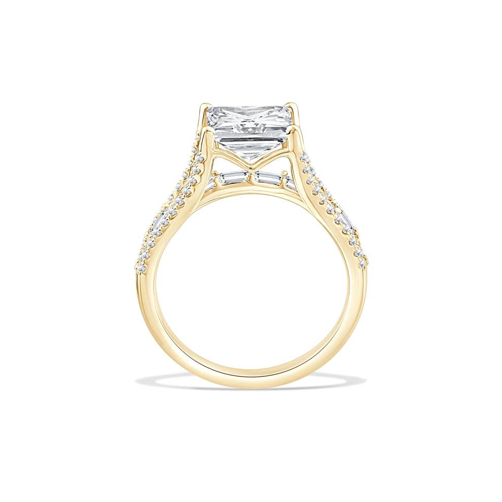 Lab Grown Diamond Princess-Cut Center Engagement Ring in 10K Yellow Gold (3 3/4 ct. tw.) – Image 2 of 4