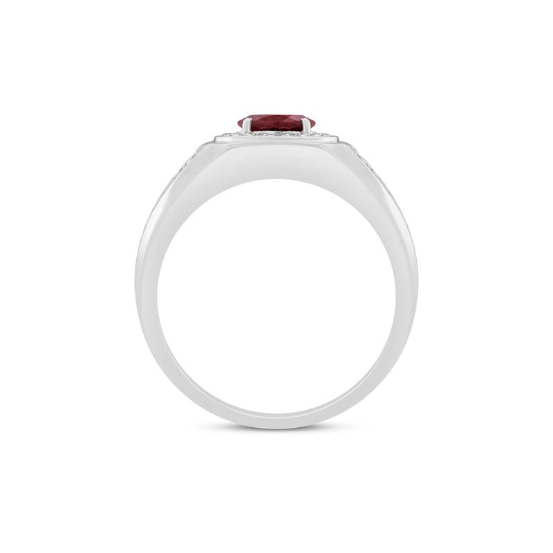Men&#39;s Garnet and Diamond Band in 10K White Gold &#40;1/4 ct. tw.&#41; – Image 2 of 3