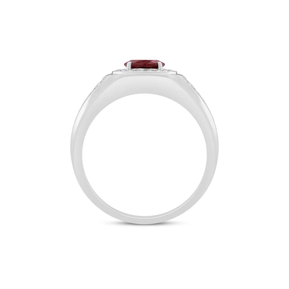 Men's Garnet and Diamond Band in 10K White Gold (1/4 ct. tw.) – Image 2 of 3
