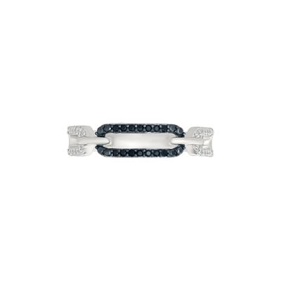 Black and White Diamond Chain Link Ring in Sterling Silver (1/8 ct. tw.)