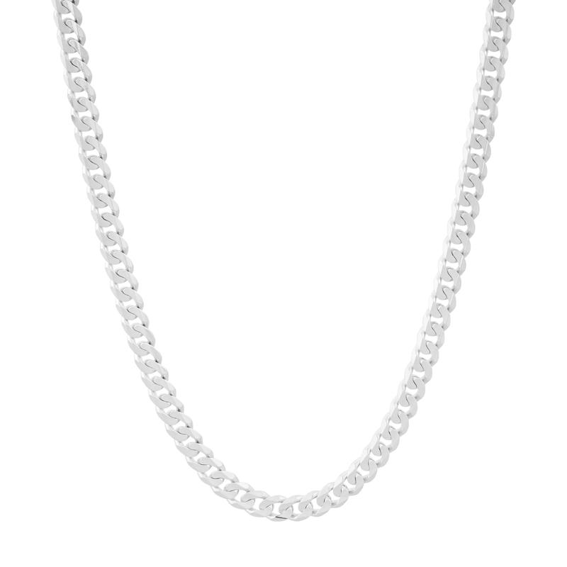 Solid Curb Chain in 14K White Gold. 4MM, 22&quot; – Image 1 of 3