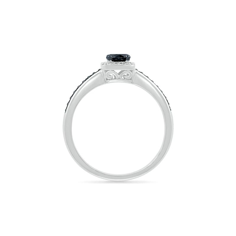 Black and White Diamond Halo Ring in 10K White Gold &#40;1/2 ct. tw.&#41; – Image 2 of 5