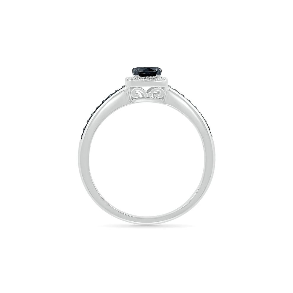 Black and White Diamond Halo Ring in 10K White Gold (1/2 ct. tw.) – Image 2 of 5