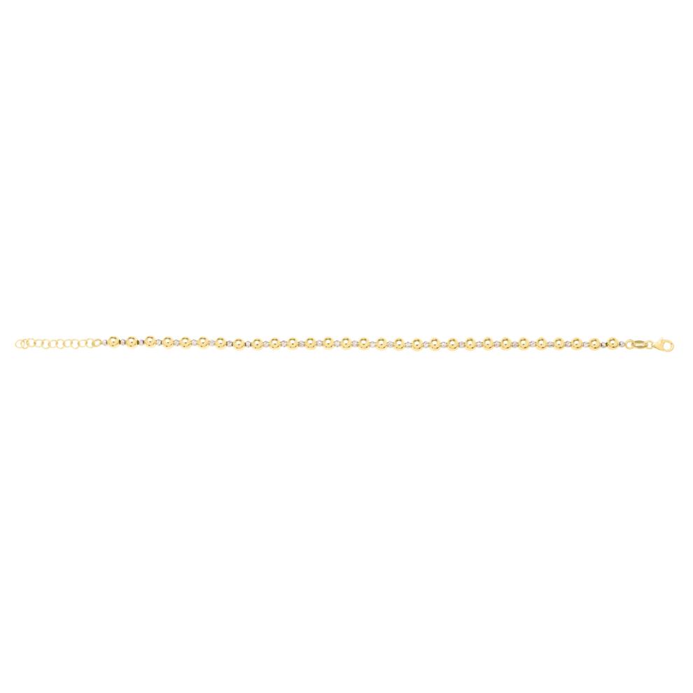 Diamond-Cut Two-Tone Bead Bracelet in 14K White and Yellow Gold – Image 2 of 2