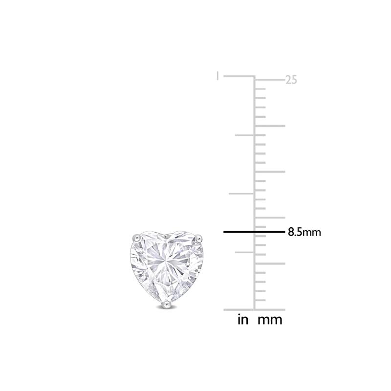 Heart-Shaped Lab-Created Moissanite Stud Earrings in Sterling Silver (4 ct. dew) – Image 4 of 5