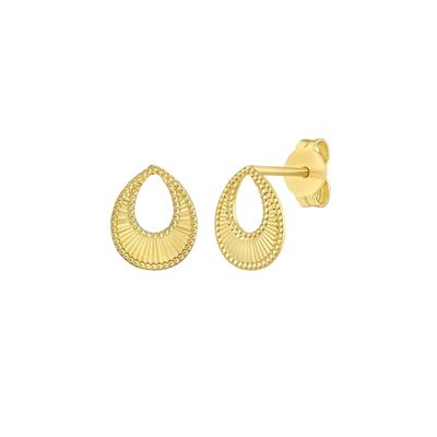 Diamond Cut Teardrop Stud Earrings in 14K Gold