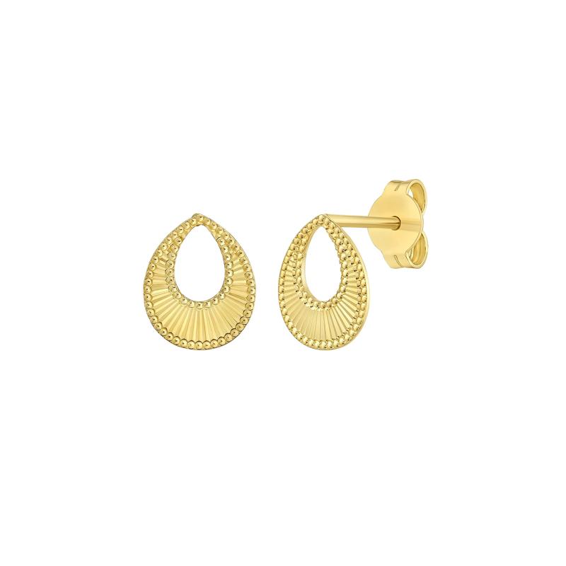 Diamond Cut Teardrop Stud Earrings in 14K Gold – Image 1 of 2