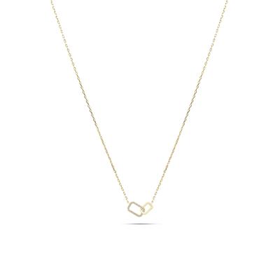 Diamond Interlocking Rectangle Pendant Necklace in 10K Yellow Gold (1/8 ct. tw.)