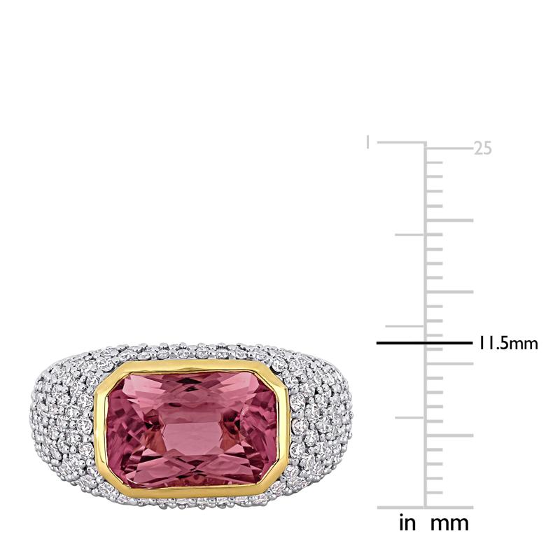 Pink Tourmaline &amp; Diamond Signet Ring in 14K Yellow Gold &#40;1 1/3 ct. tw.&#41; – Image 7 of 7