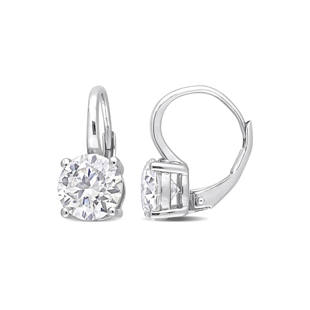 Moissanite Drop Earrings in Sterling Silver (3 1/5 ct. dew) – Image 1 of 3