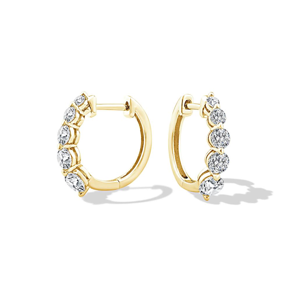 Diamond Graduated Hoop Earrings in 10K Yellow Gold (1 ct. tw.) – Image 1 of 3