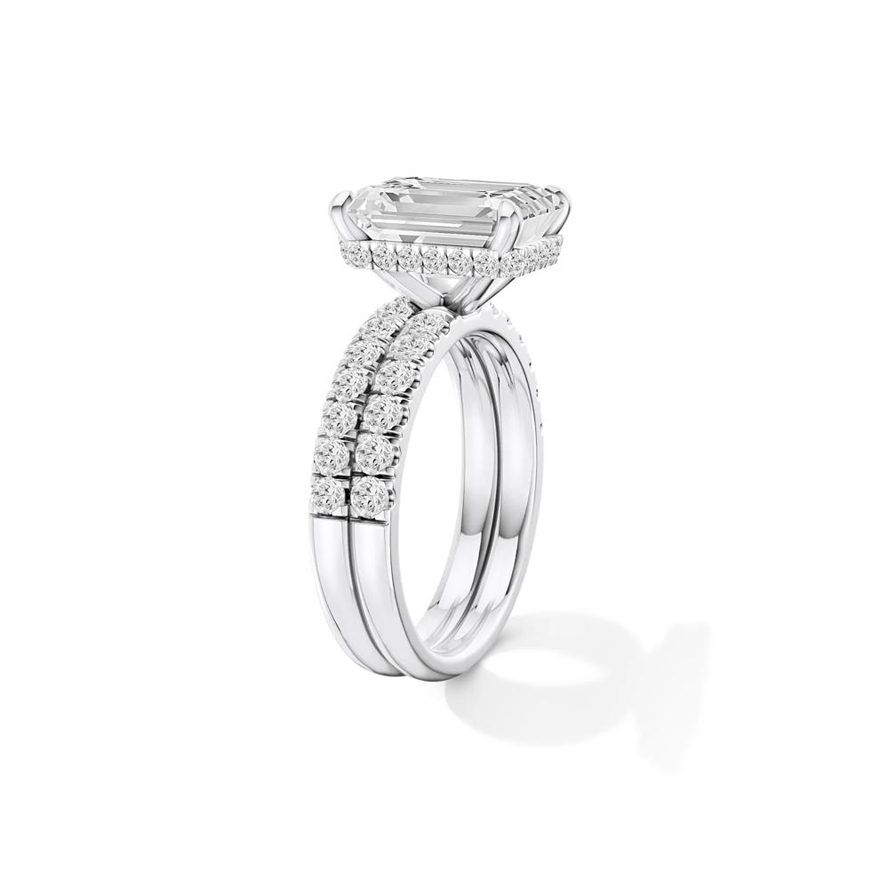 Lab Grown Diamond Emerald-Cut Bridal Set in 14K White Gold (5 ct. tw.) – Image 3 of 6