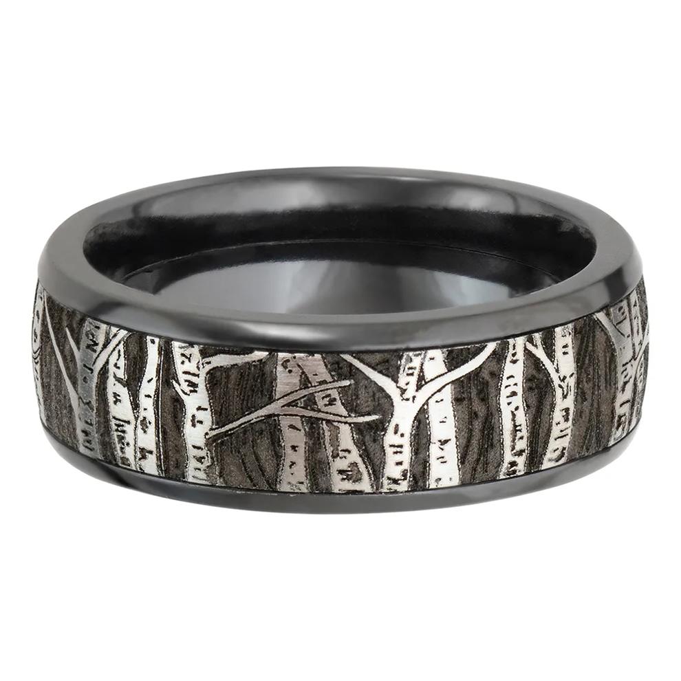 Men&rsquo;s Tree Wedding Band in Cobalt &amp; Black Zirconium, 8mm – Image 4 of 4