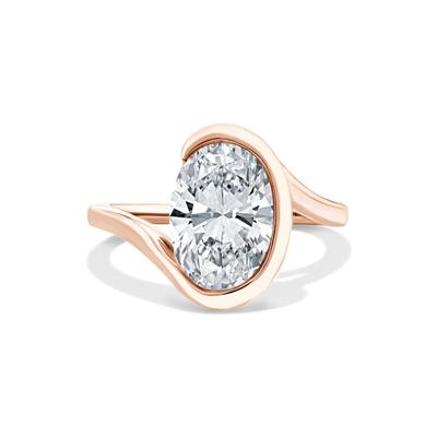 Lab Grown Diamond Oval Solitaire Engagement Ring in 14K Rose Gold (3 ct.)
