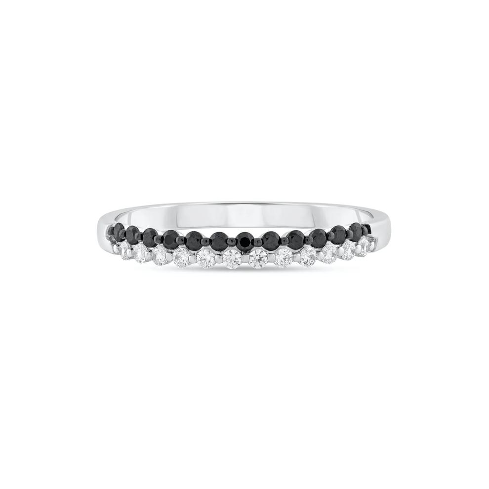 Black &amp; White Diamond Stack Band in 10K White Gold (1/4 ct. tw.) – Image 1 of 4