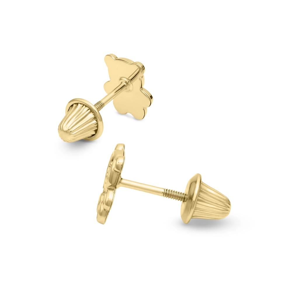 Children's Mother of Pearl Teddy Bear Stud Earrings in 14K Yellow Gold – Image 2 of 2