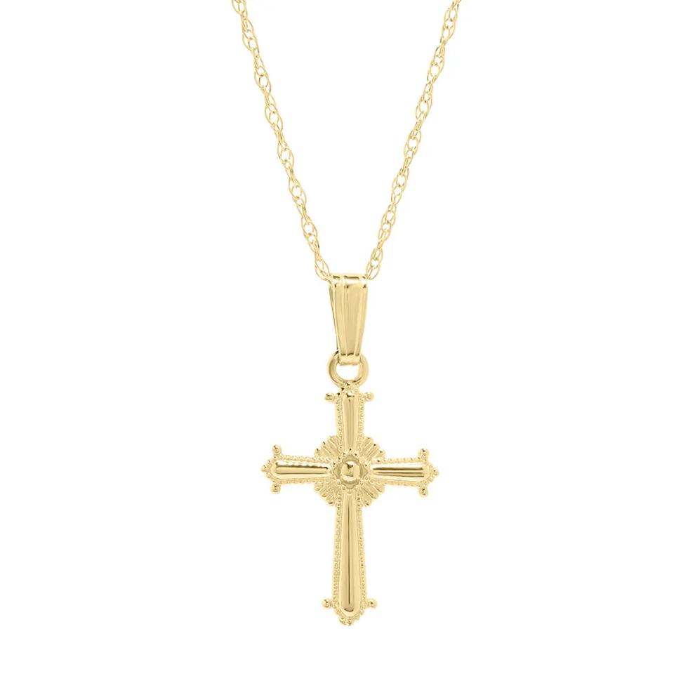 Children&rsquo;s Beaded Cross in 14K Yellow Gold – Image 1 of 3