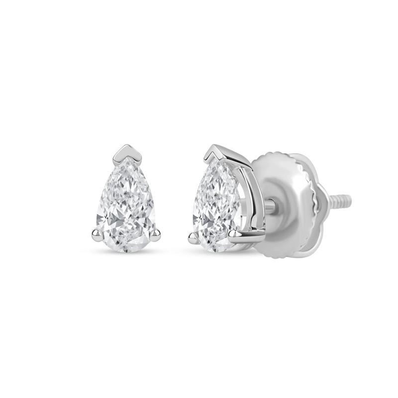 Lab Grown Diamond Pear-Shaped Solitaire Stud Earrings in 14K White Gold &#40;3/4 ct. tw.&#41; – Image 1 of 3