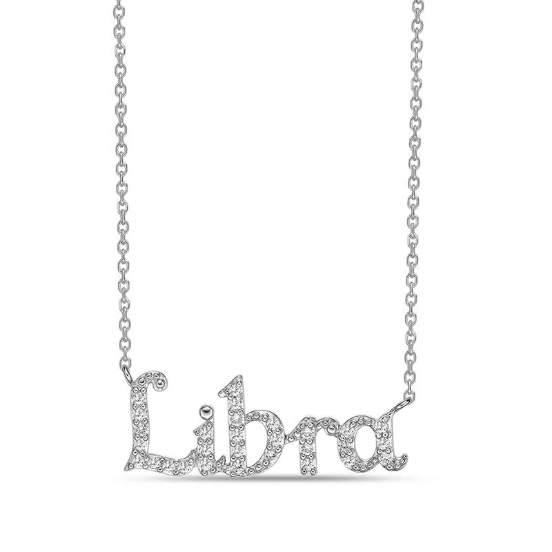Libra Lab Created White Sapphire Necklace in Sterling Silver – Image 1 of 3