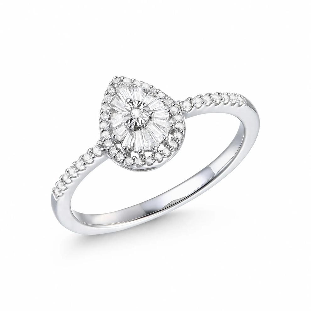 Diamond Pear-Shaped Promise Ring in Sterling Silver (1/4 ct. tw.) – Image 4 of 4
