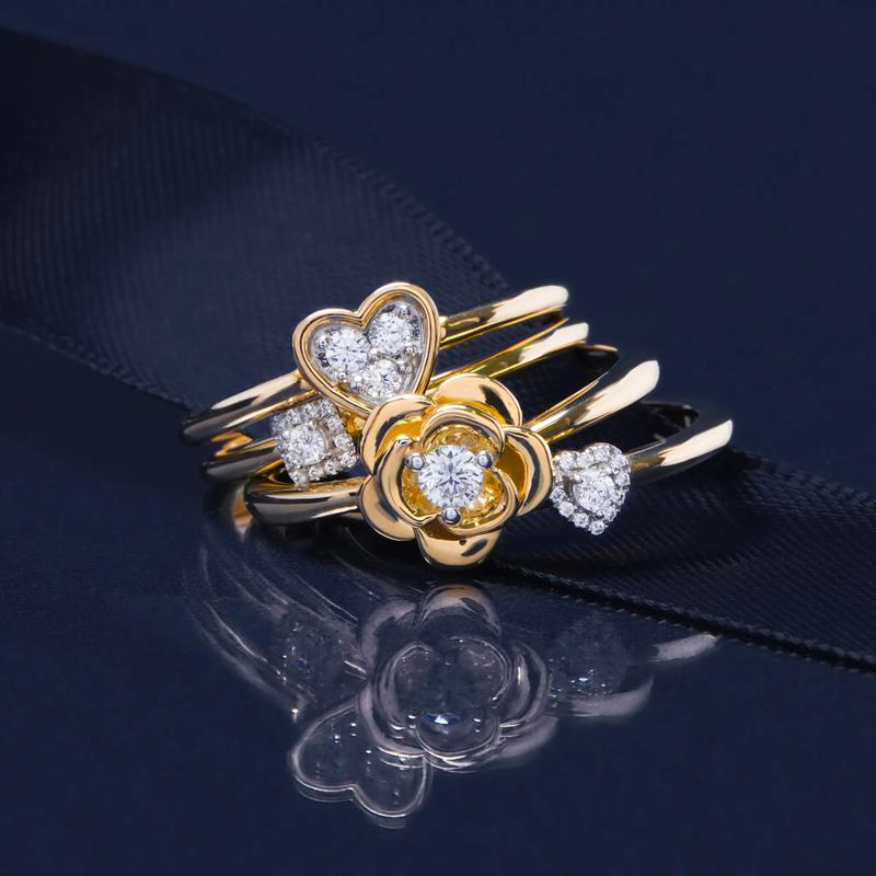 Diamond Flower Ring in 14K Yellow Gold &#40;1/10 ct. tw.&#41; – Image 7 of 7