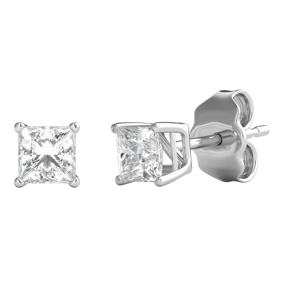 Diamond Princess-Cut Solitaire Stud Earrings in 14K White Gold (1/2 ct. tw.) – Image 1 of 3