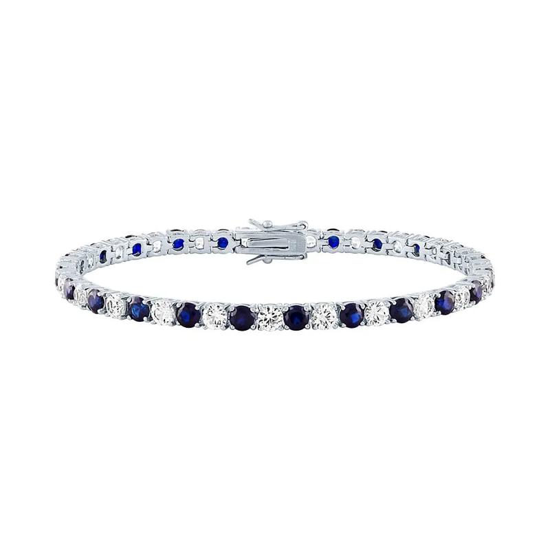 Lab Created Blue &amp; White Sapphire Bracelet in Sterling Silver – Image 1 of 1