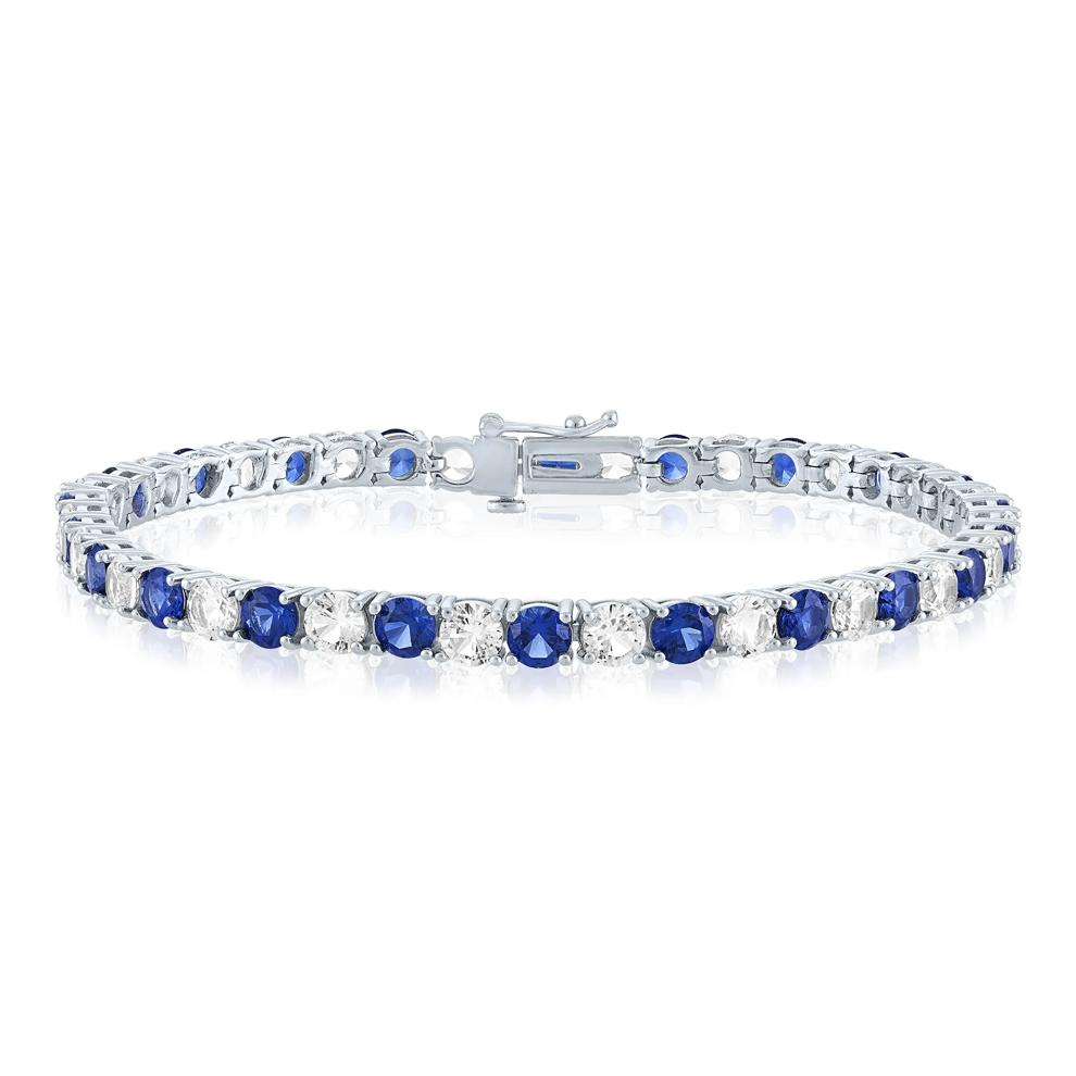 Lab Created Blue &amp; White Sapphire Bracelet in Sterling Silver – Image 1 of 2