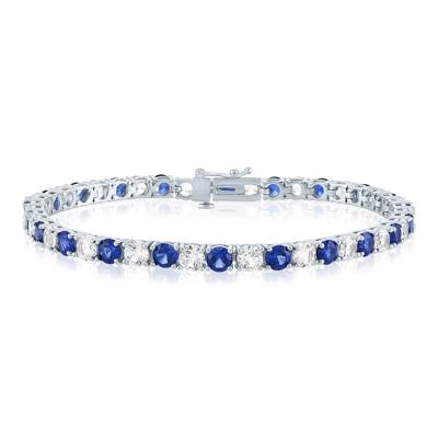 Lab-Created Gemstone & White Sapphire Bracelet in Sterling Silver