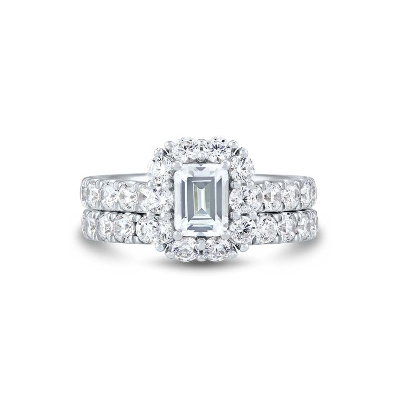 Lab Grown Diamond Emerald-Cut Bridal Set in 14K White Gold &#40;3 ct. tw.&#41; – Image 1 of 6