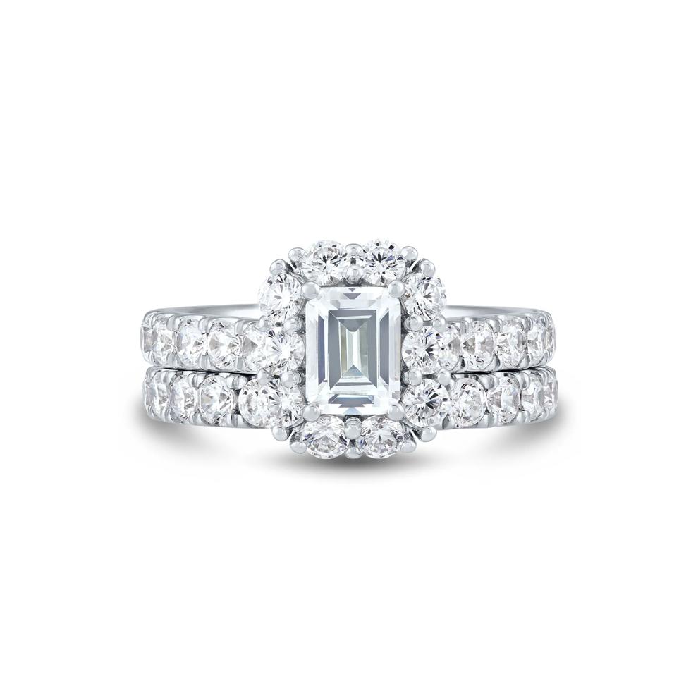 Lab Grown Diamond Emerald-Cut Bridal Set in 14K White Gold (3 ct. tw.) – Image 1 of 6