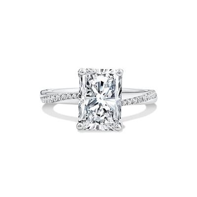 Lab Grown Diamond Radiant-Cut Center Engagement Ring in Platinum (3 1/5 ct. tw.)