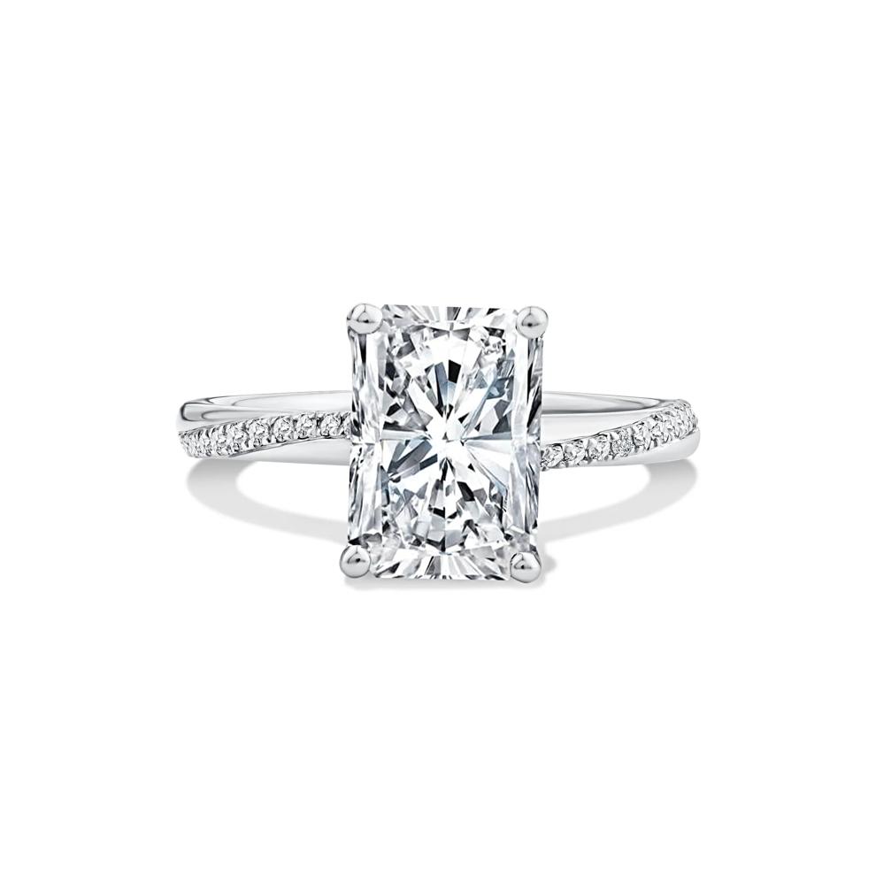 Lab Grown Diamond Radiant-Cut Center Engagement Ring in Platinum (3 1/5 ct. tw.) – Image 1 of 4