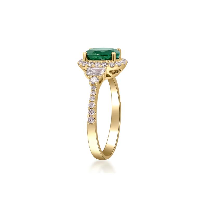 Emerald and Diamond Oval Halo Ring in 14K Yellow Gold &#40;5/8 ct. tw.&#41; – Image 3 of 3