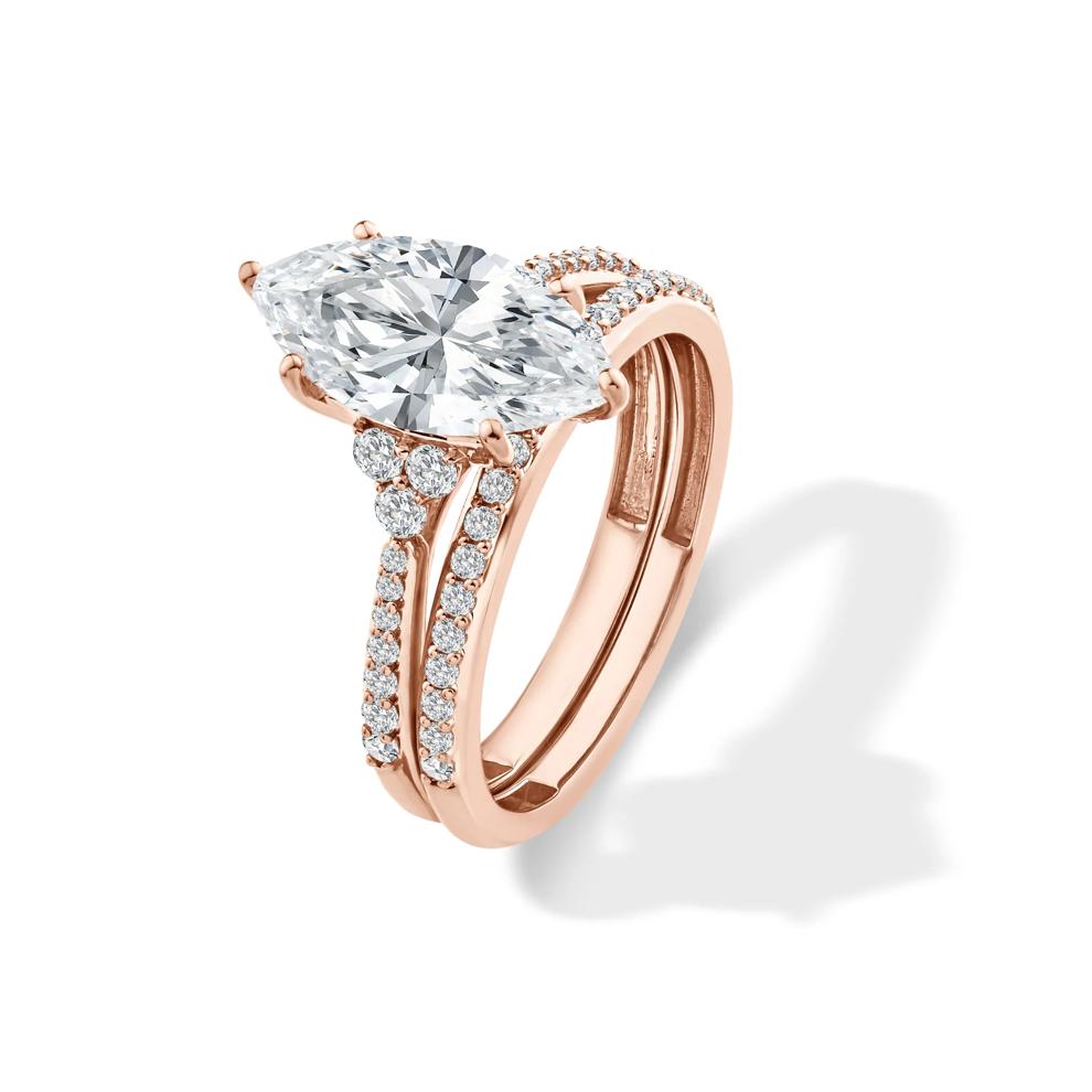 Lab Grown Diamond Marquise Engagement Set in 14K Rose Gold (3 ct. tw.) – Image 5 of 6
