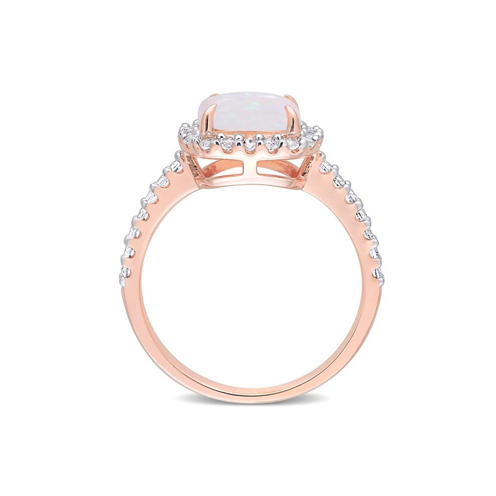 Opal &amp; White Topaz Ring in 10K Rose Gold – Image 2 of 5
