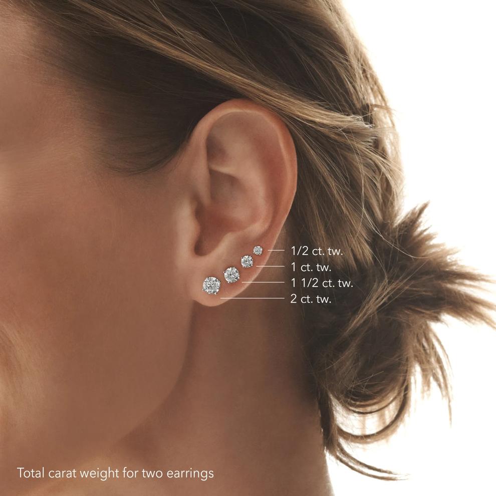 Lab Grown Diamond 7-Stone Earrings in 10K White Gold (1 ct. tw.) – Image 3 of 3