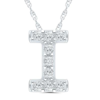Diamond Accent Initial I Pendant in 10K White Gold