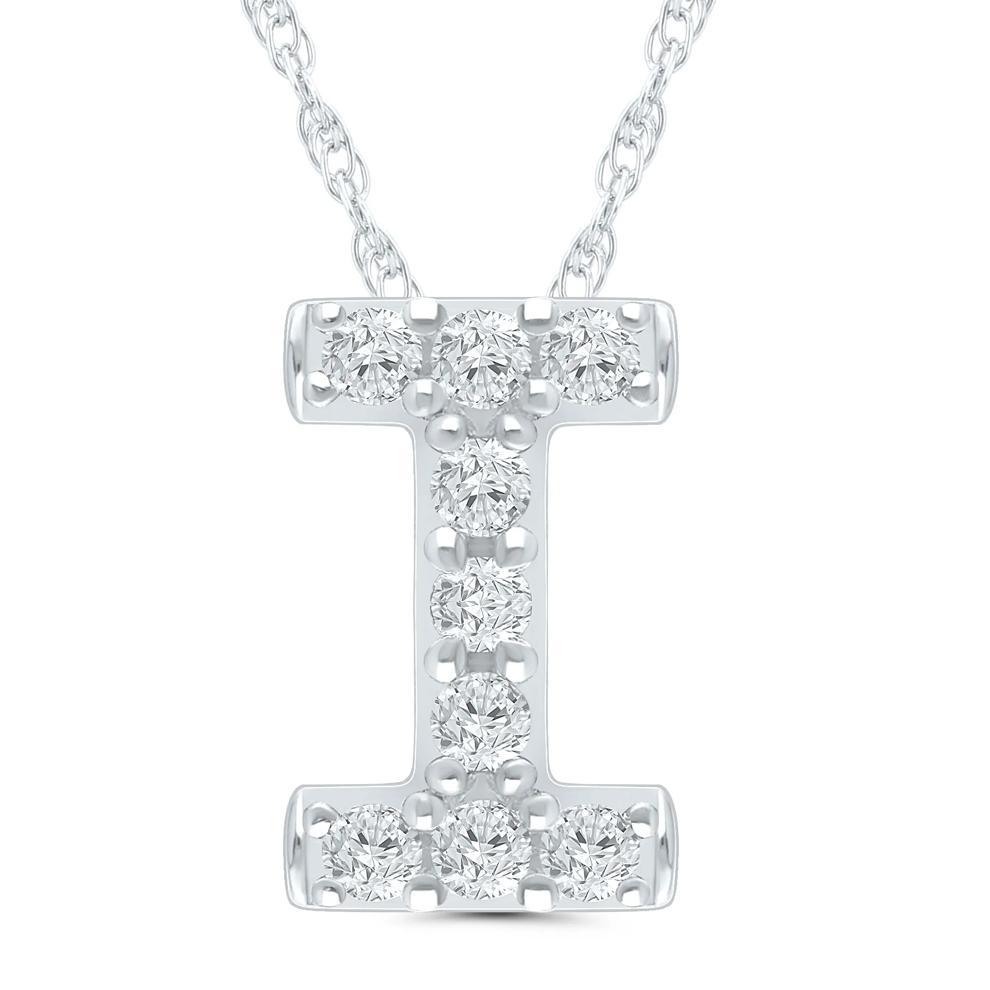 Diamond Accent Initial I Pendant in 10K White Gold – Image 1 of 3